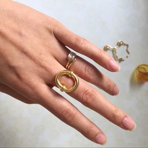 Saddle horsebit gold tone ring